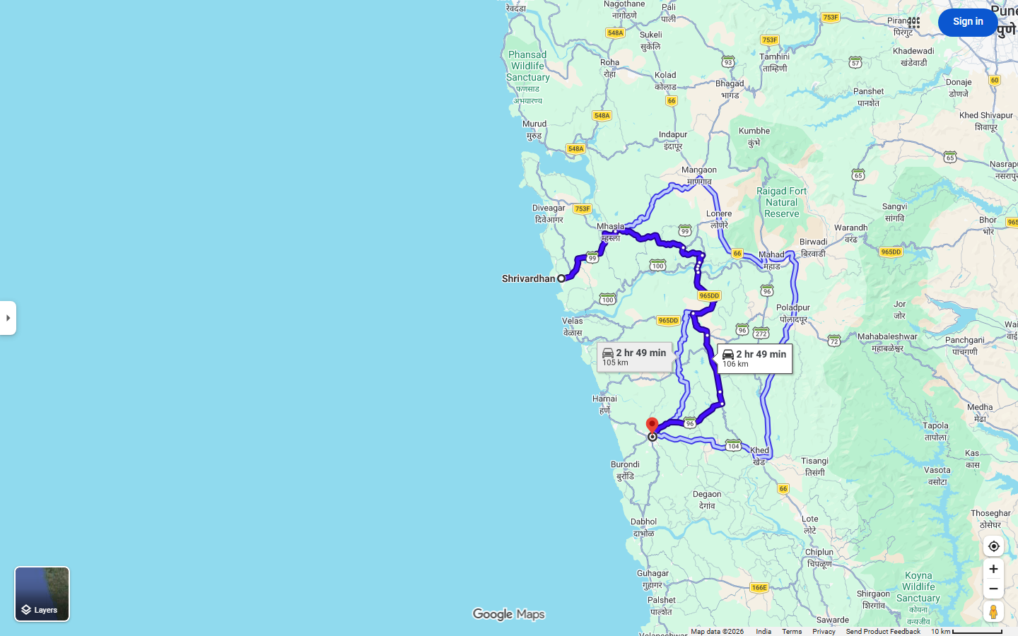 Road detour map for Veshvi - Bagmandale